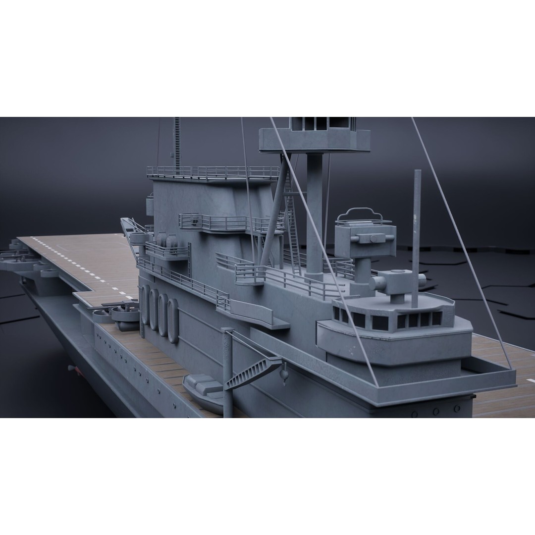 USS Yorktown CV-5 Aircraft Carrier 3D Model – PBR Textured, Rigged, Game-Ready - View 13