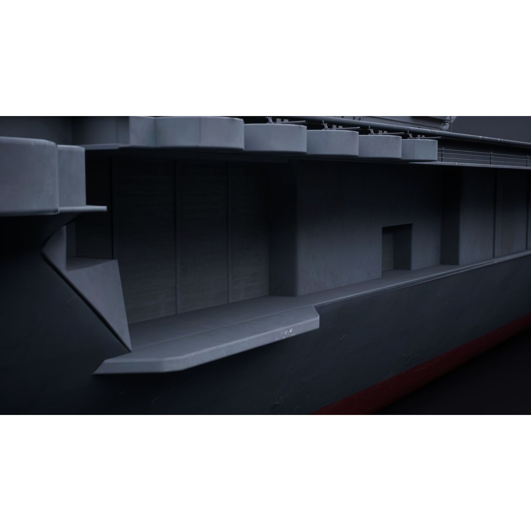 USS Yorktown CV-5 Aircraft Carrier 3D Model – PBR Textured, Rigged, Game-Ready - View 16