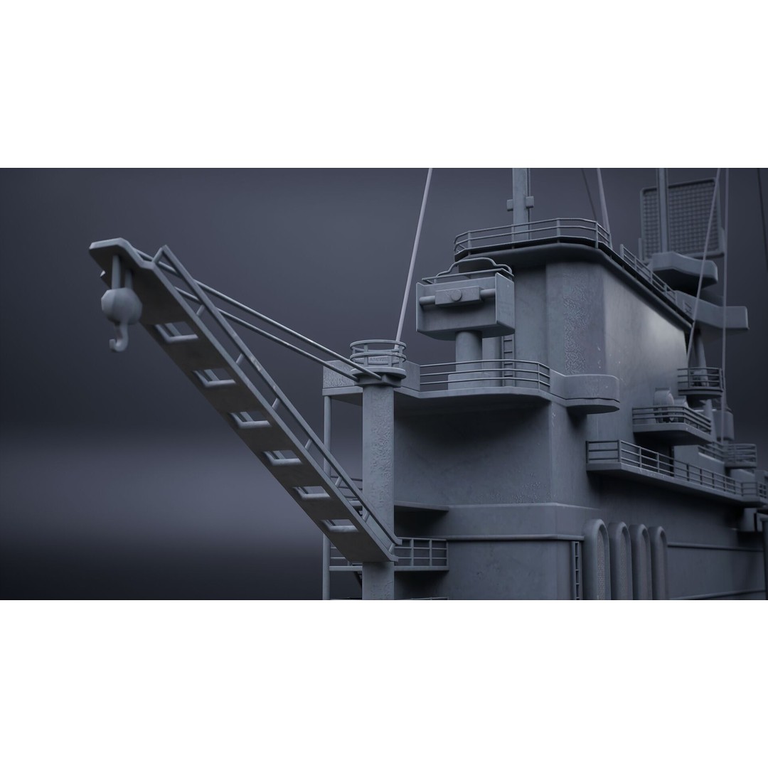 USS Yorktown CV-5 Aircraft Carrier 3D Model – PBR Textured, Rigged, Game-Ready - View 20