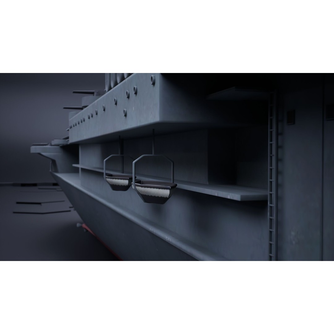 USS Yorktown CV-5 Aircraft Carrier 3D Model – PBR Textured, Rigged, Game-Ready - View 21