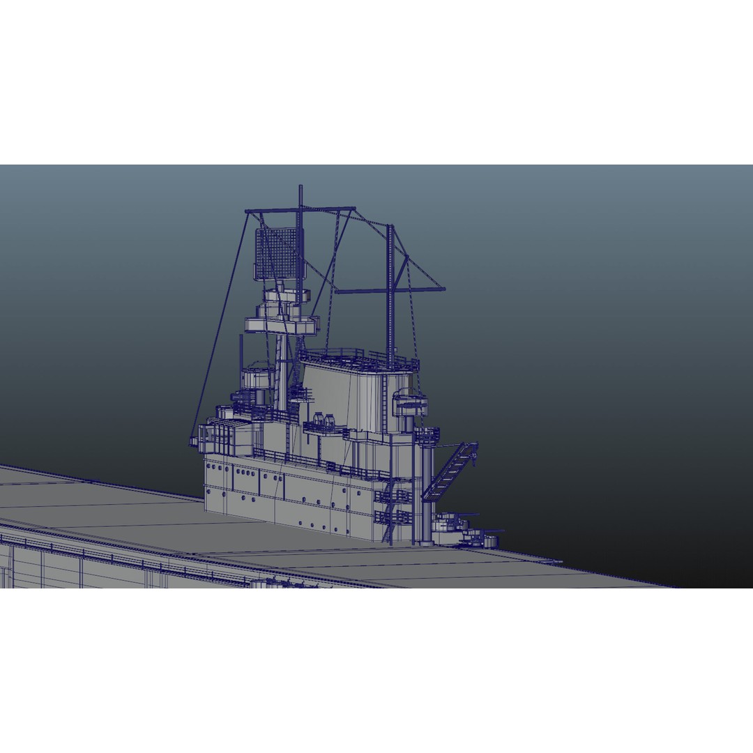USS Yorktown CV-5 Aircraft Carrier 3D Model – PBR Textured, Rigged, Game-Ready - View 26