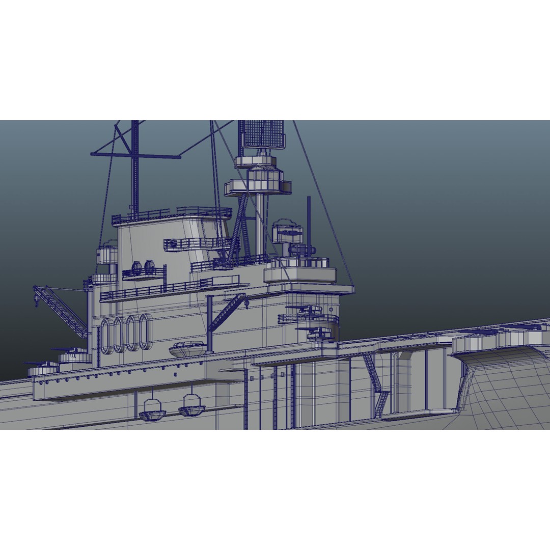 USS Yorktown CV-5 Aircraft Carrier 3D Model – PBR Textured, Rigged, Game-Ready - View 27