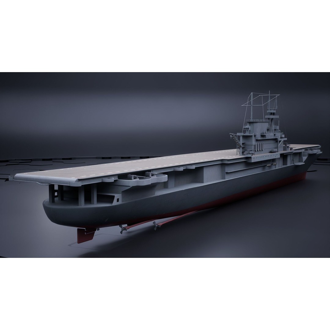 USS Yorktown CV-5 Aircraft Carrier 3D Model – PBR Textured, Rigged, Game-Ready - View 3