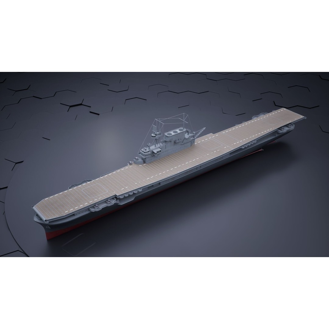USS Yorktown CV-5 Aircraft Carrier 3D Model – PBR Textured, Rigged, Game-Ready - View 4
