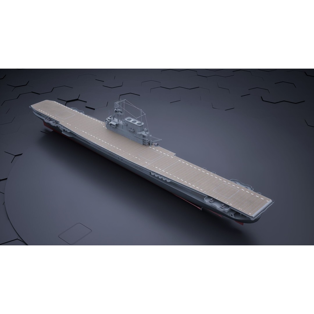 USS Yorktown CV-5 Aircraft Carrier 3D Model – PBR Textured, Rigged, Game-Ready - View 5
