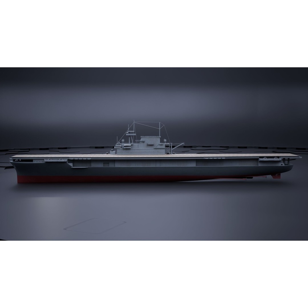 USS Yorktown CV-5 Aircraft Carrier 3D Model – PBR Textured, Rigged, Game-Ready - View 6