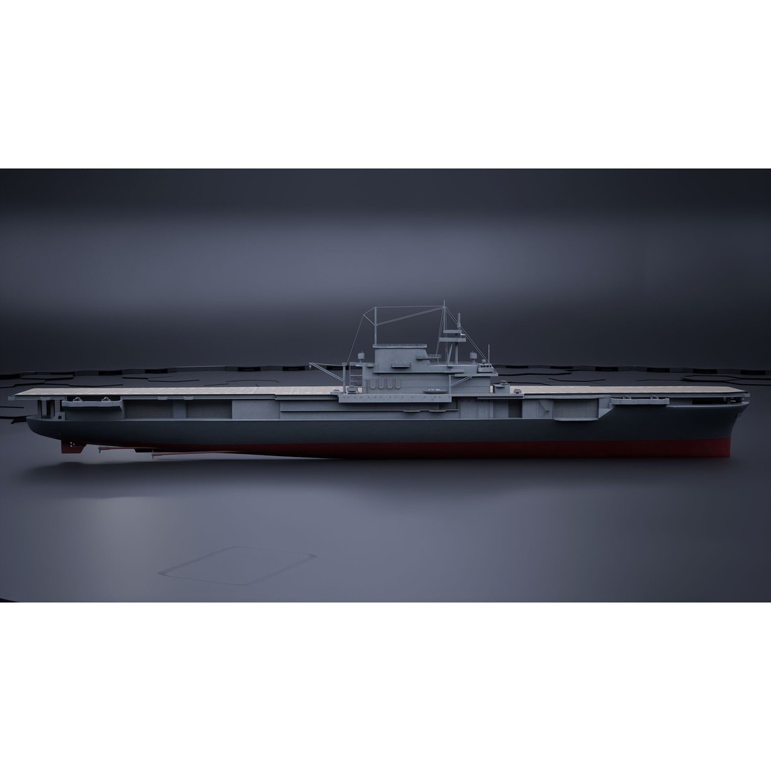 USS Yorktown CV-5 Aircraft Carrier 3D Model – PBR Textured, Rigged, Game-Ready - View 7