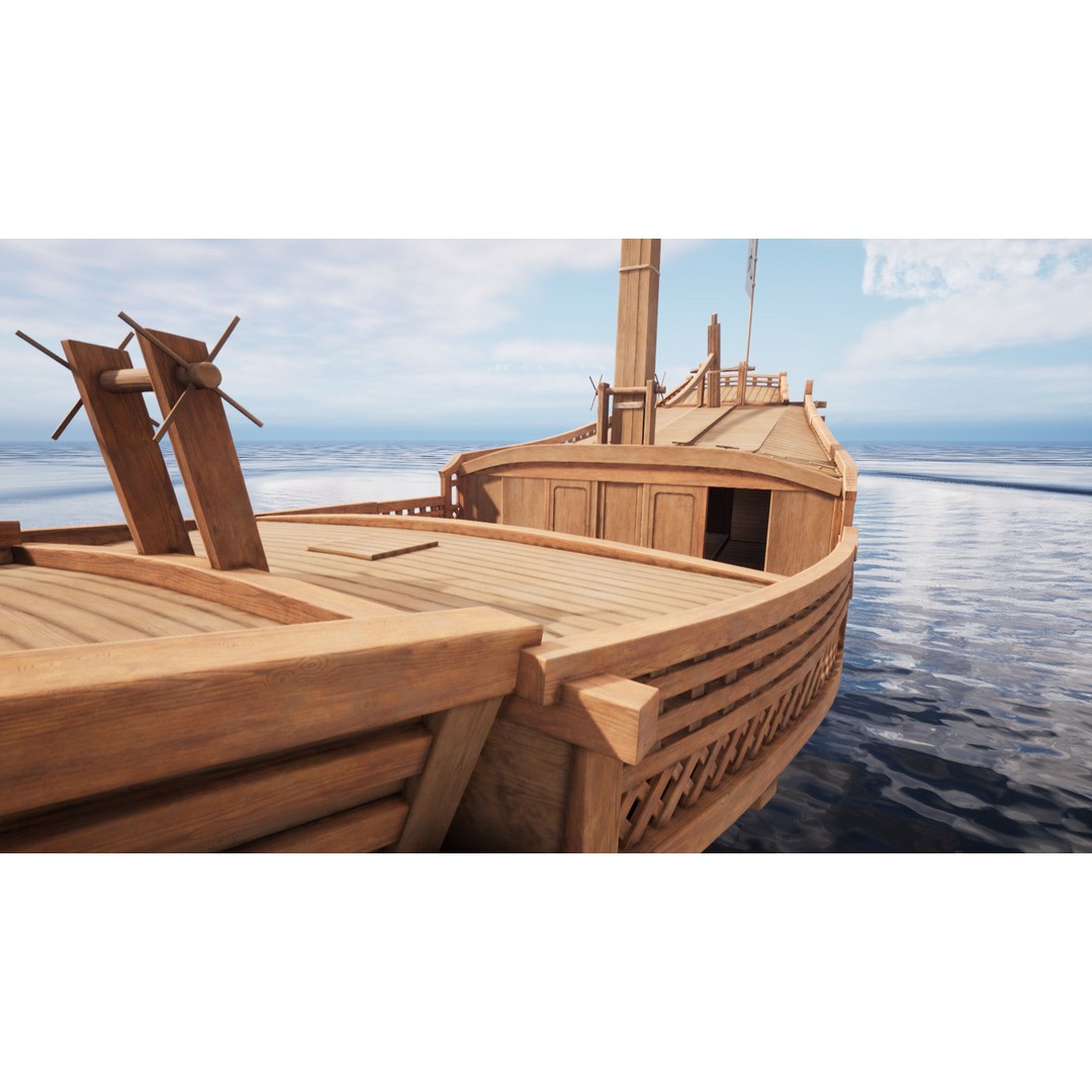 Higaki Kaisen 3D Model – Low Poly Japanese Ship with PBR Textures - View 16
