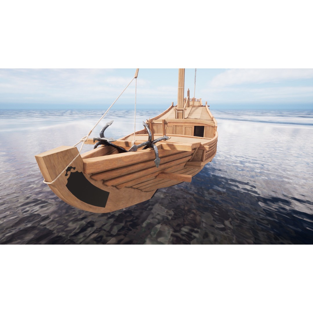Higaki Kaisen 3D Model – Low Poly Japanese Ship with PBR Textures - View 18