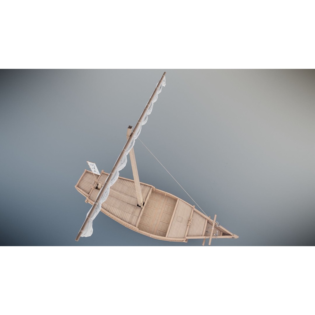 Higaki Kaisen 3D Model – Low Poly Japanese Ship with PBR Textures - View 19