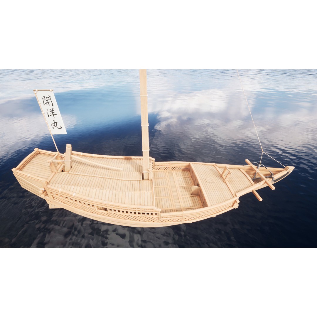 Higaki Kaisen 3D Model – Low Poly Japanese Ship with PBR Textures - View 23