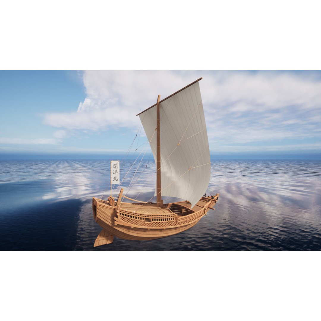 Higaki Kaisen 3D Model – Low Poly Japanese Ship with PBR Textures - View 5
