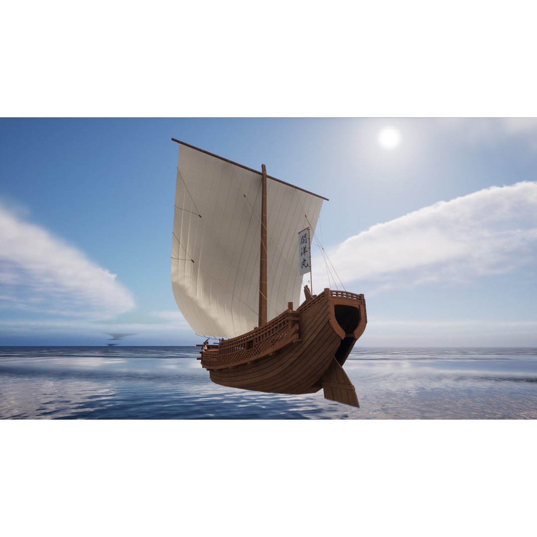 Higaki Kaisen 3D Model – Low Poly Japanese Ship with PBR Textures - View 7