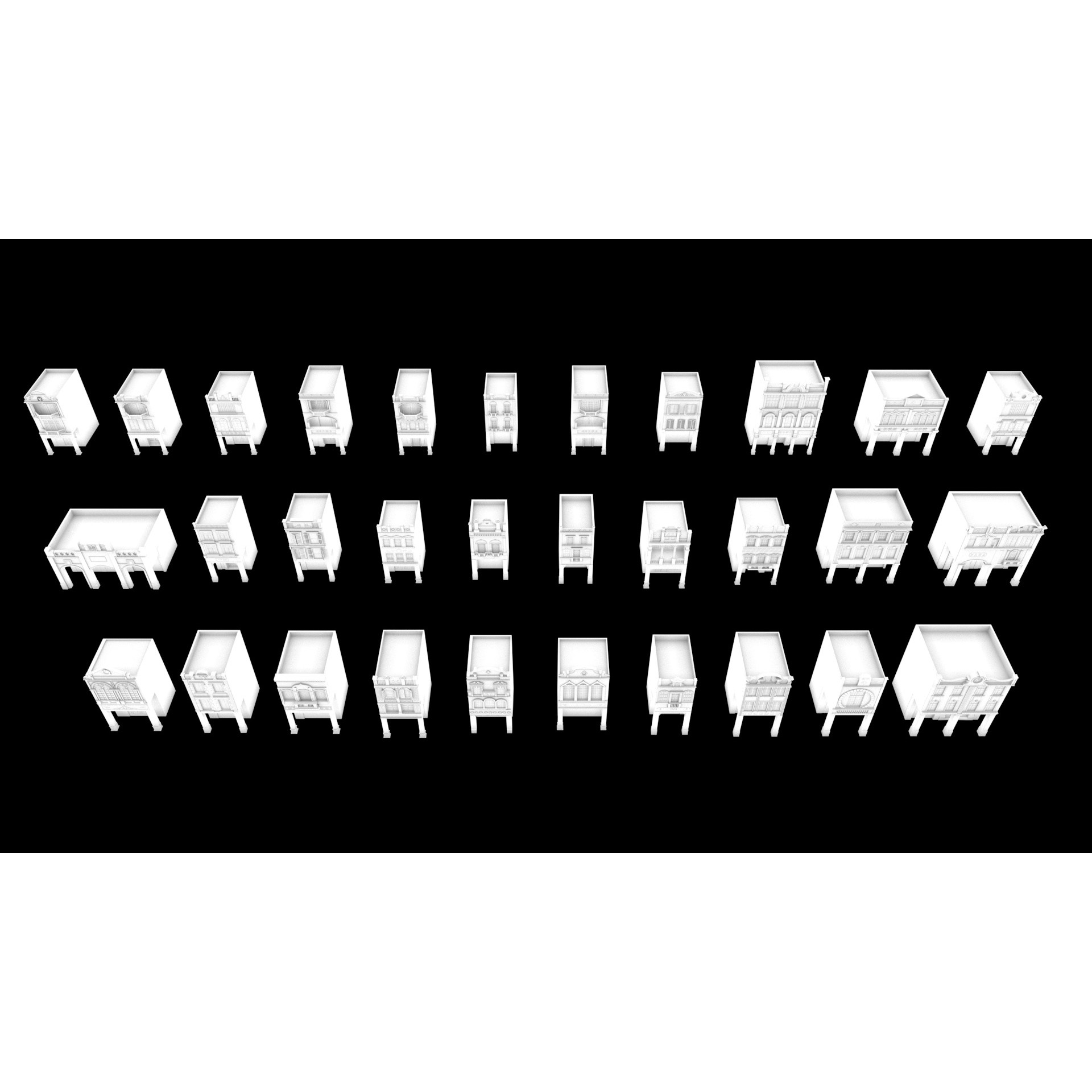 Chinese Arcade Streets Shophouse - Game-Ready 3D Model