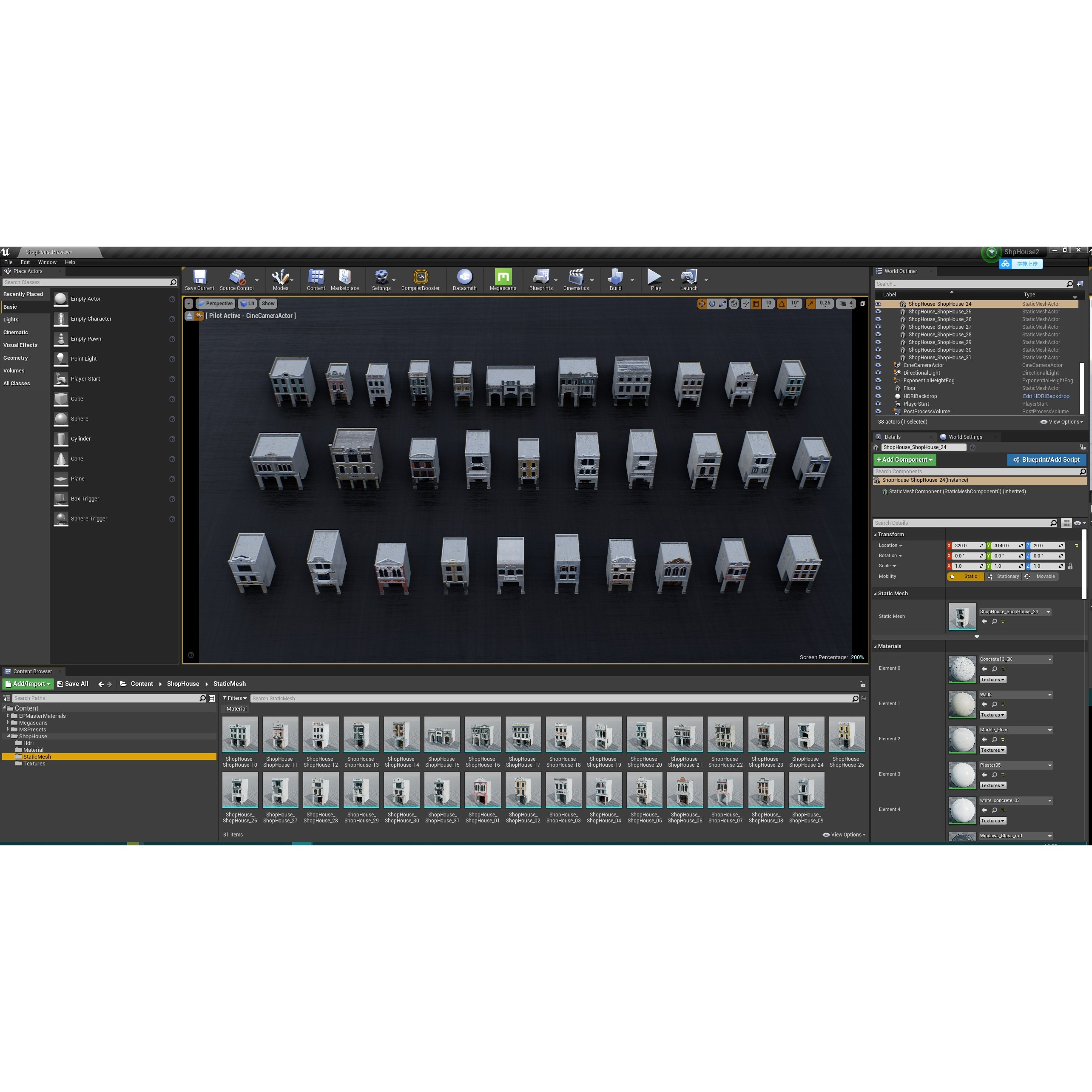 Chinese Arcade Streets Shophouse - Game-Ready 3D Model - View 19