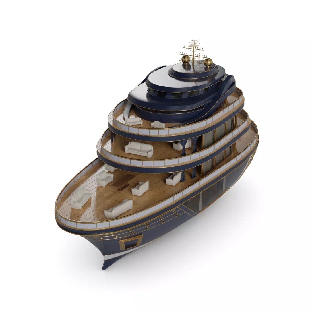 Ferrie 3D Model – Luxurious Passenger Ferry, PBR Textures, FBX
