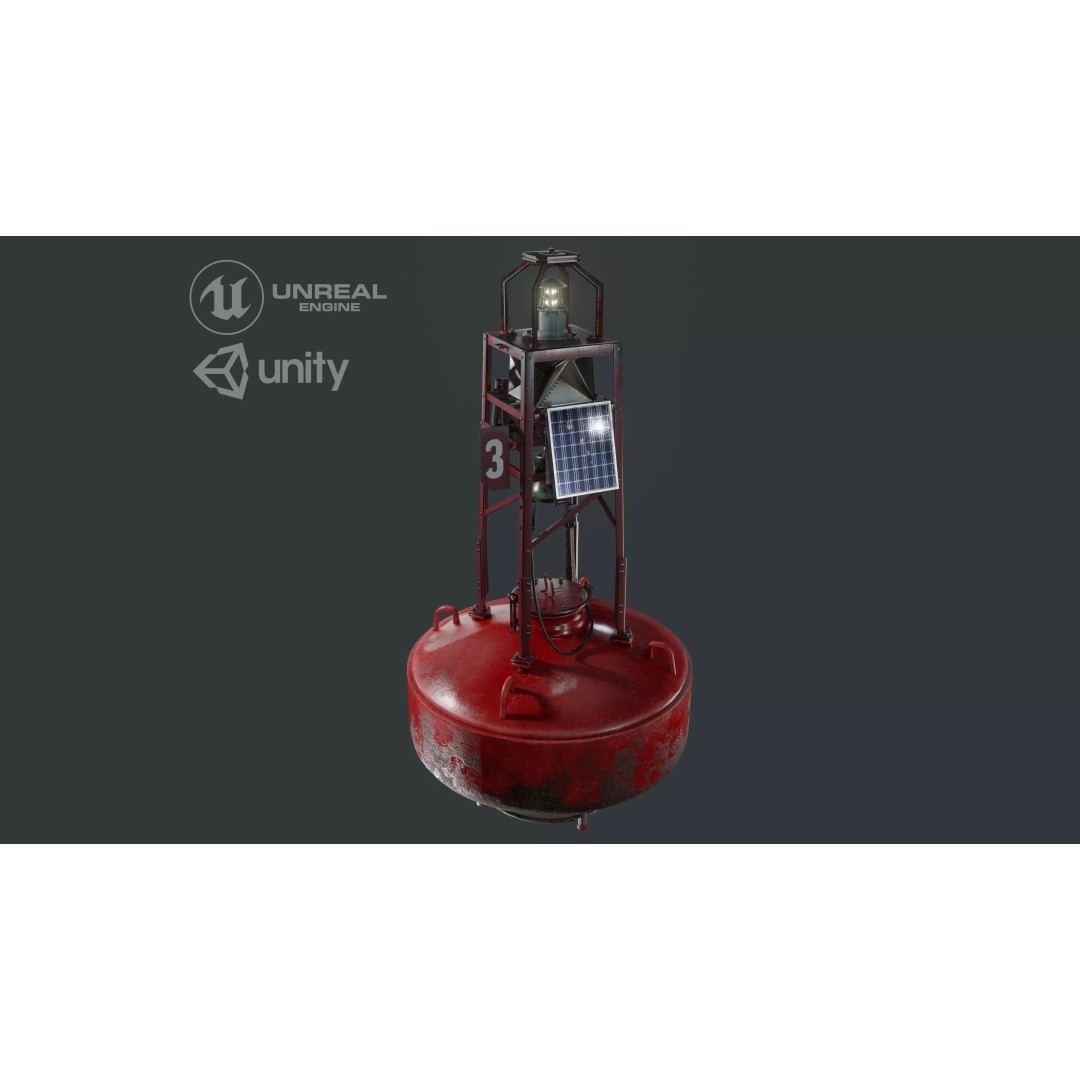 Bell Buoy 3D Model – Low Poly Game Asset, PBR Textures, FBX - View 2