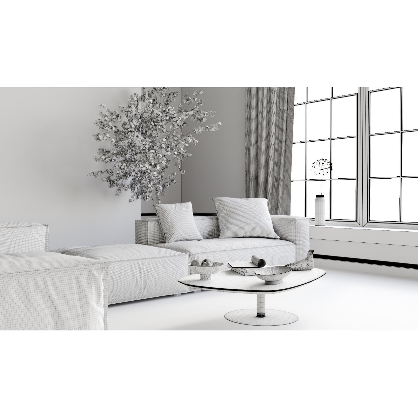 Contemporary Living Room 03 - Game-Ready 3D Model - View 9