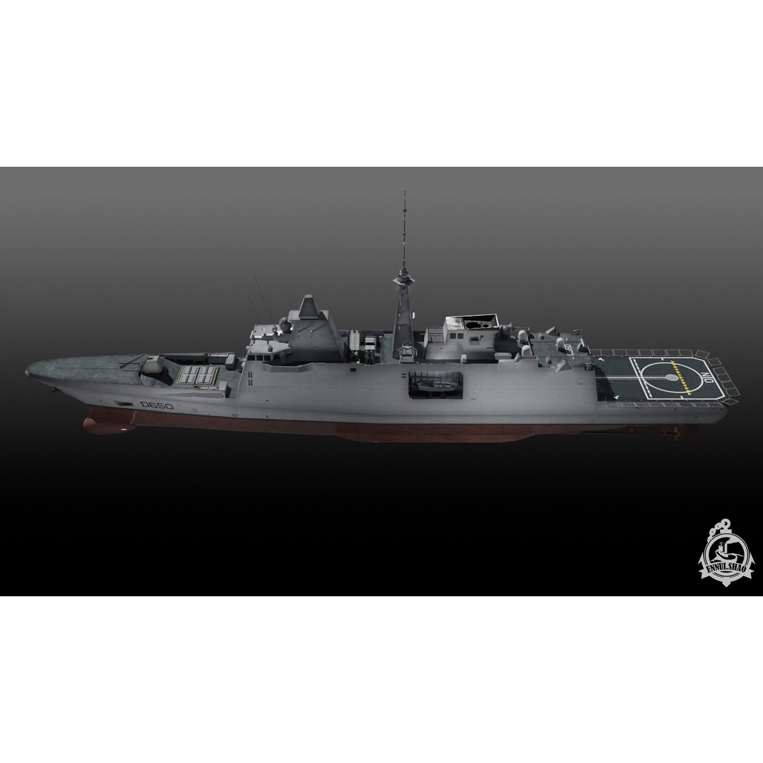 FS Aquitaine 3D Model – Low Poly Military Frigate, Game Ready, PBR - View 11
