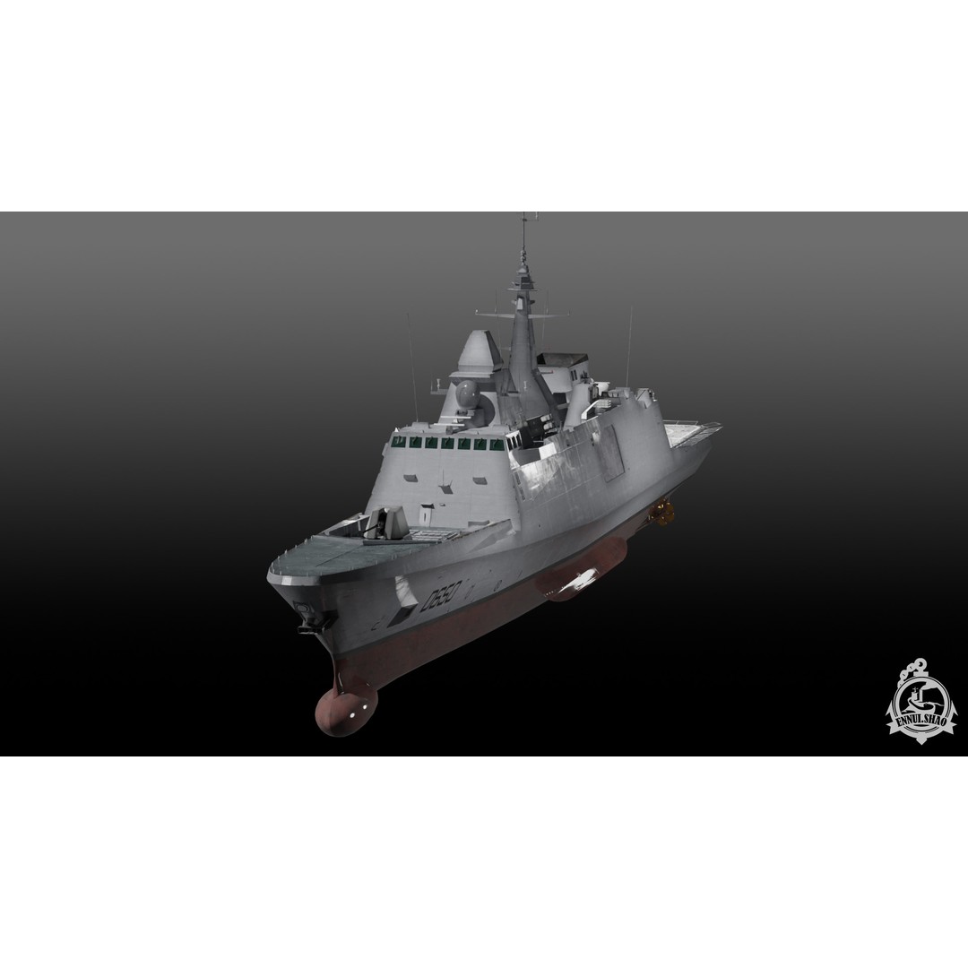 FS Aquitaine 3D Model – Low Poly Military Frigate, Game Ready, PBR - View 13