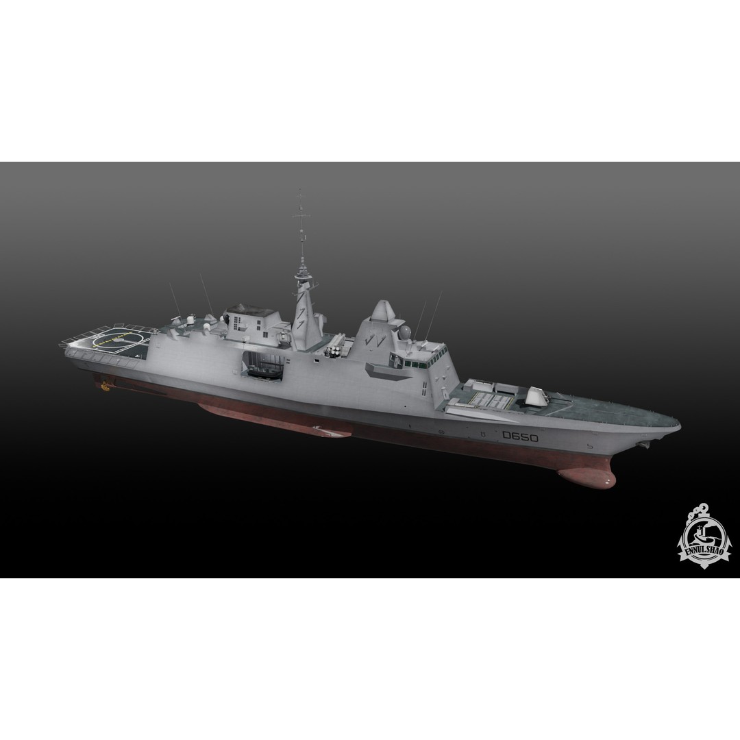 FS Aquitaine 3D Model – Low Poly Military Frigate, Game Ready, PBR - View 14