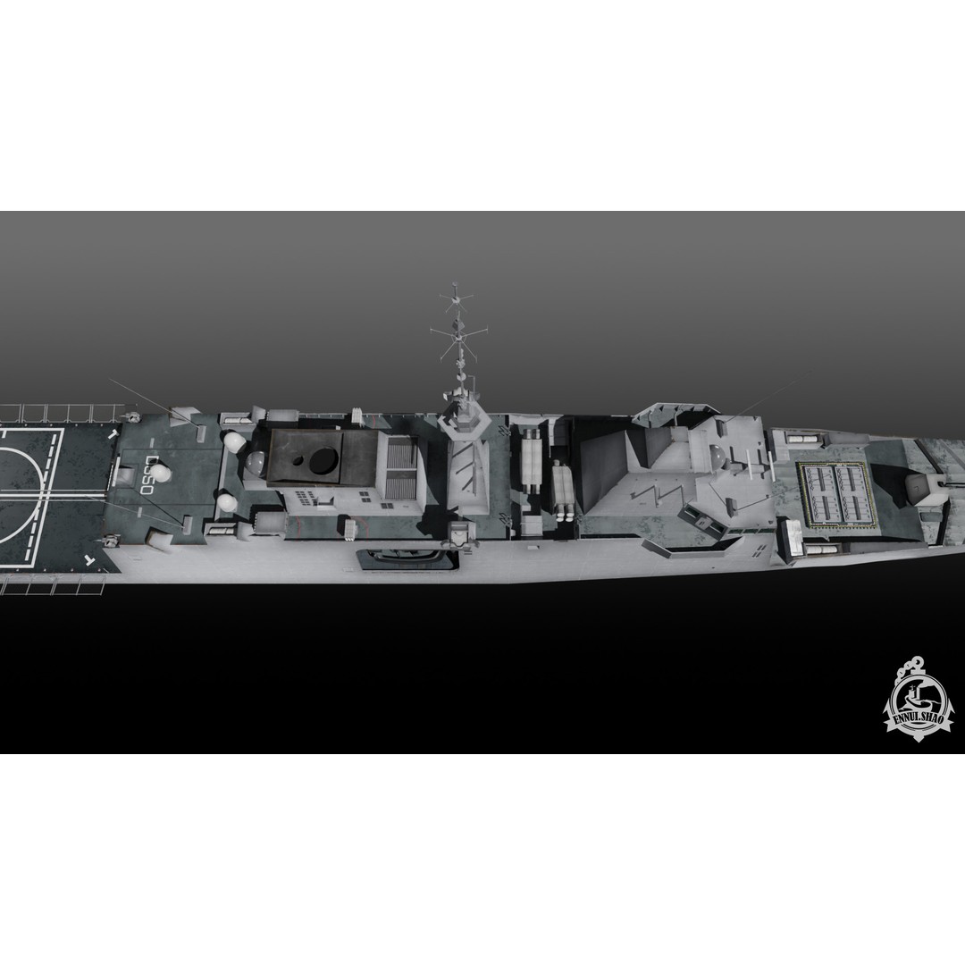 FS Aquitaine 3D Model – Low Poly Military Frigate, Game Ready, PBR - View 16