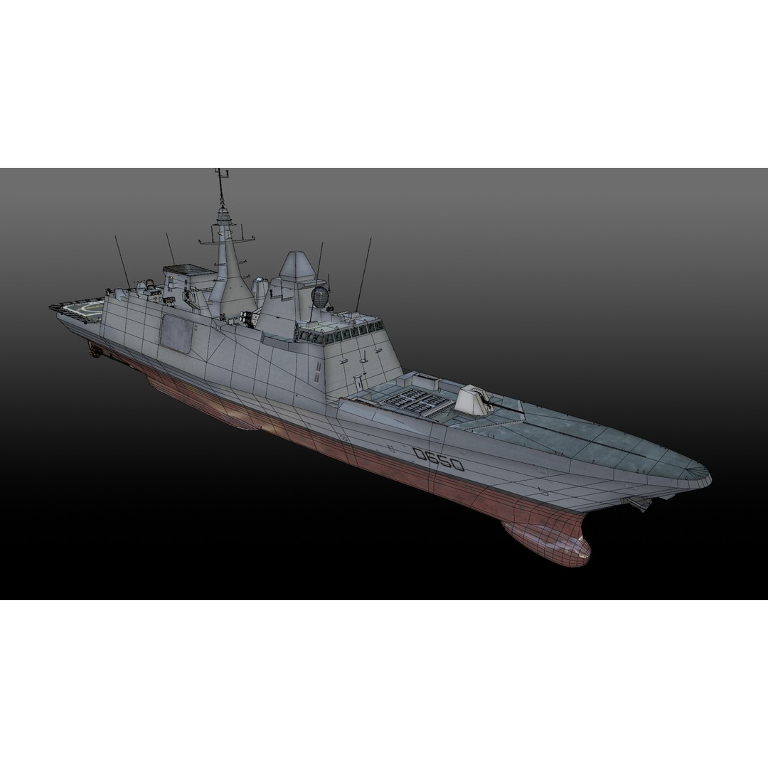 FS Aquitaine 3D Model – Low Poly Military Frigate, Game Ready, PBR - View 18