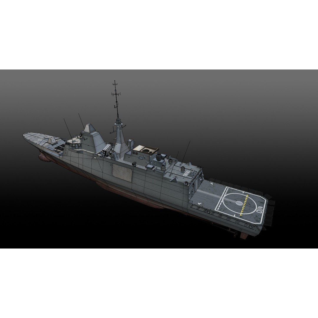 FS Aquitaine 3D Model – Low Poly Military Frigate, Game Ready, PBR - View 19