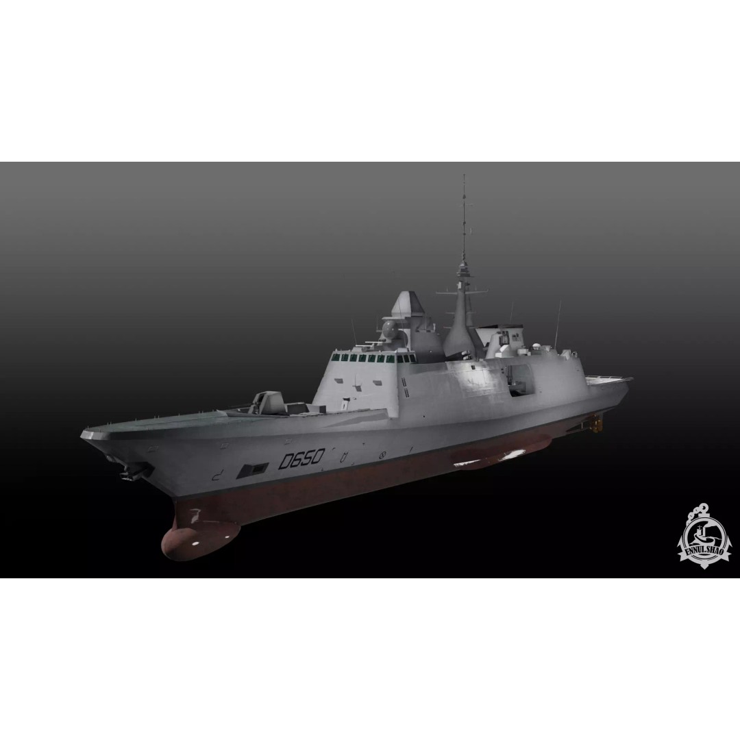 FS Aquitaine 3D Model – Low Poly Military Frigate, Game Ready, PBR - View 2