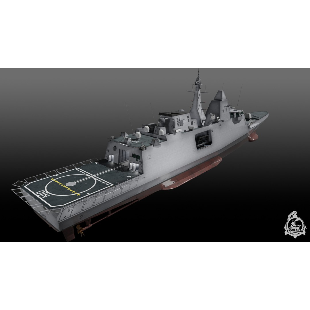 FS Aquitaine 3D Model – Low Poly Military Frigate, Game Ready, PBR - View 4