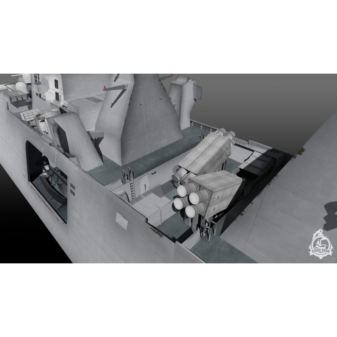 FS Aquitaine 3D Model – Low Poly Military Frigate, Game Ready, PBR - View 8