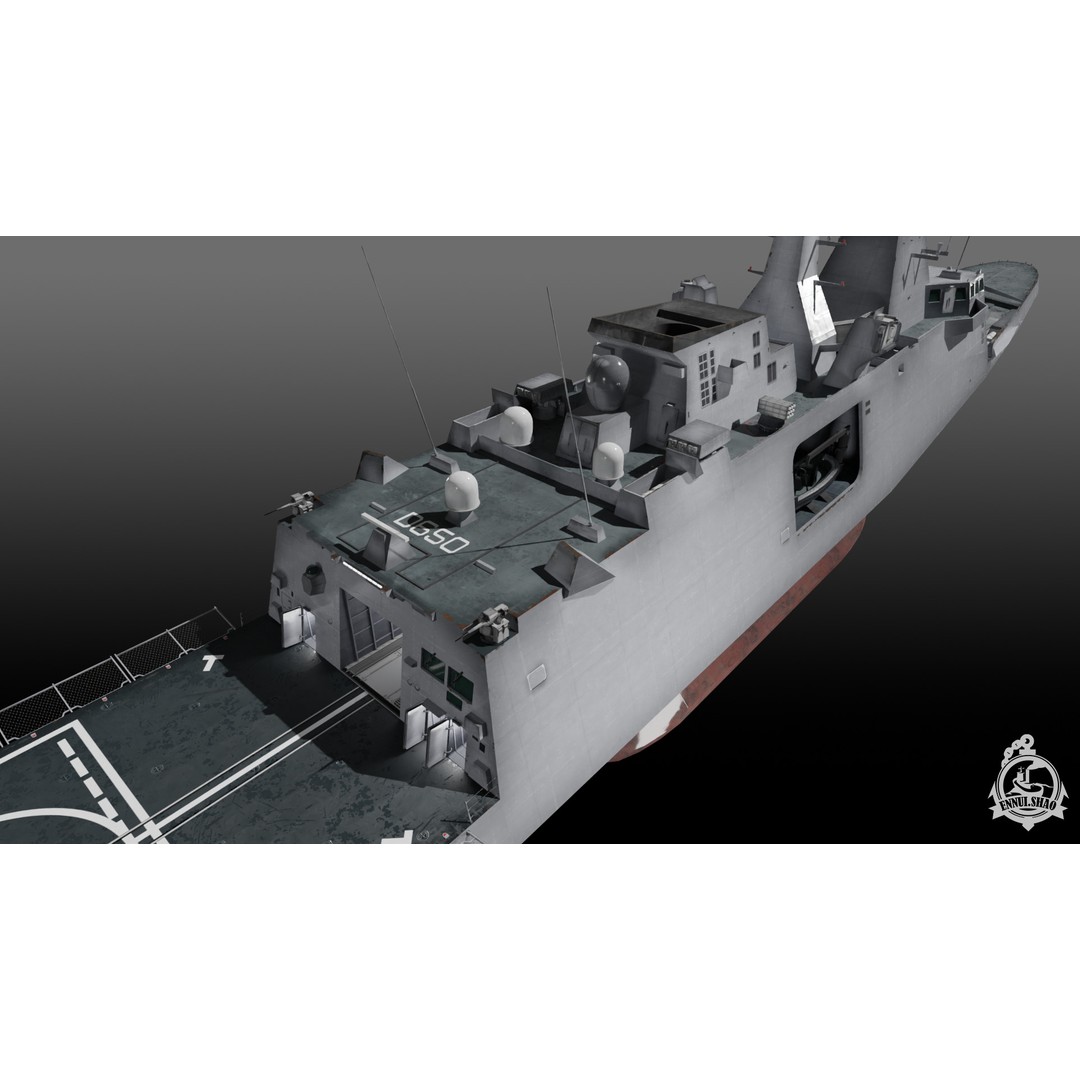 FS Aquitaine 3D Model – Low Poly Military Frigate, Game Ready, PBR - View 9