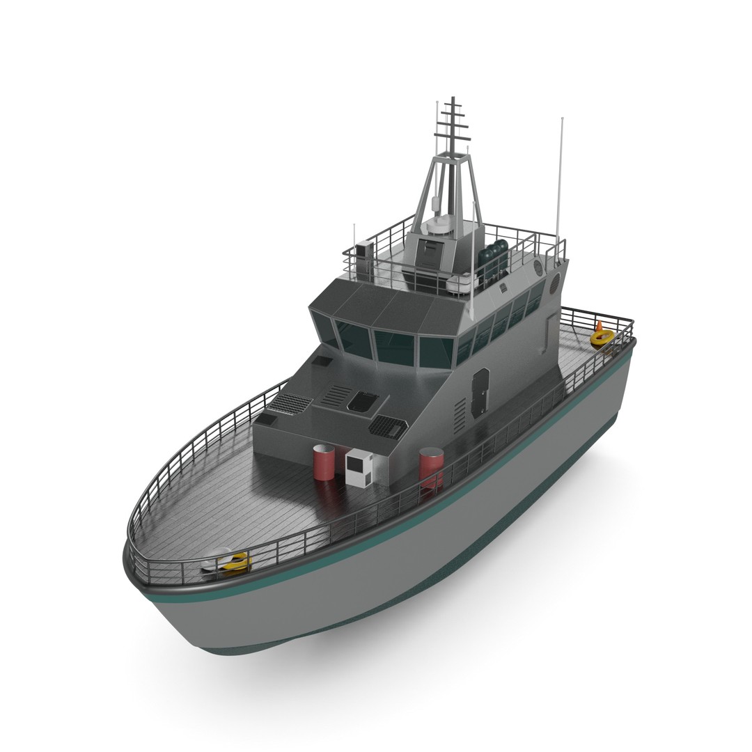 Mine Countermeasure Vessel 3D Model – Low Poly Military Watercraft, FBX