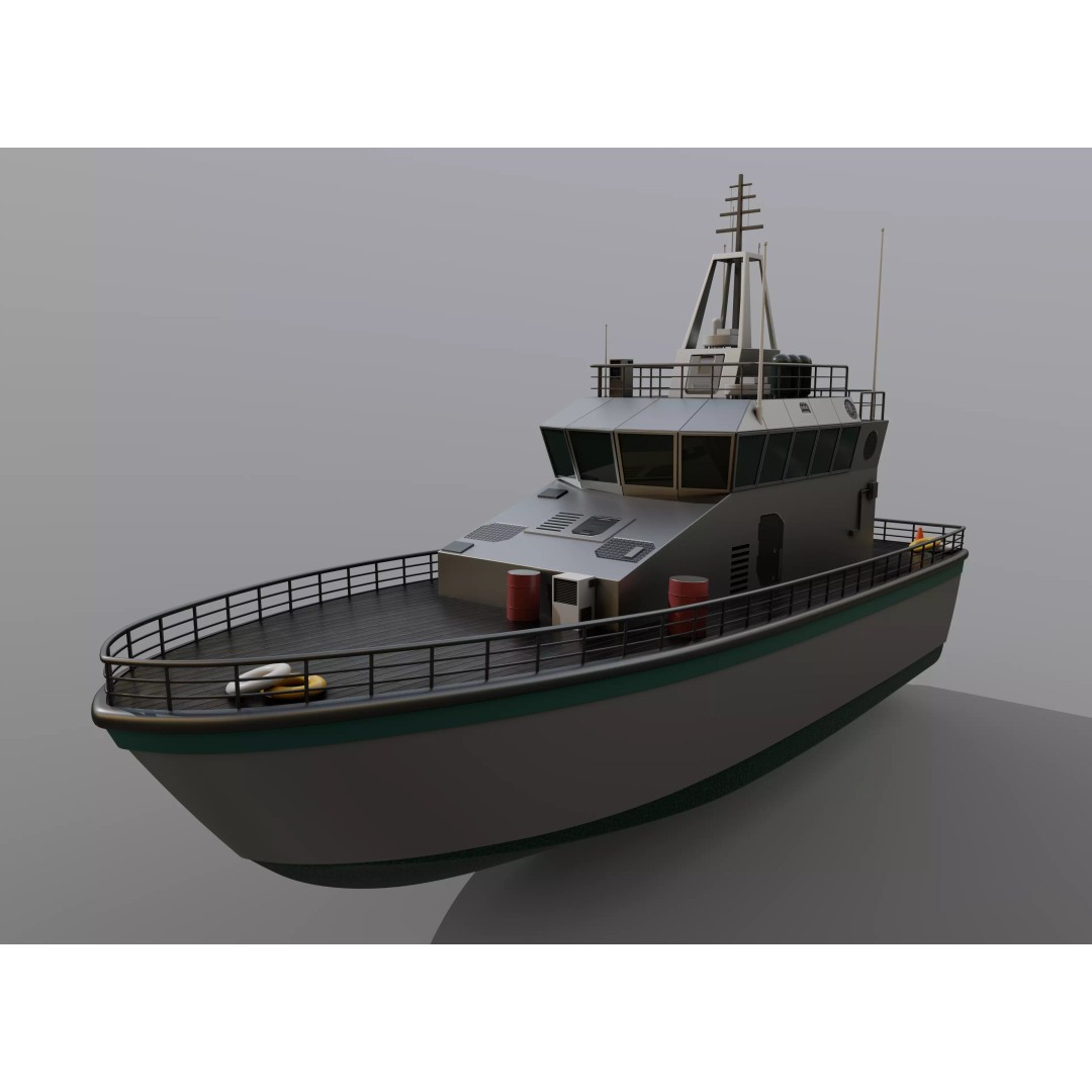 Mine Countermeasure Vessel 3D Model – Low Poly Military Watercraft, FBX - View 2