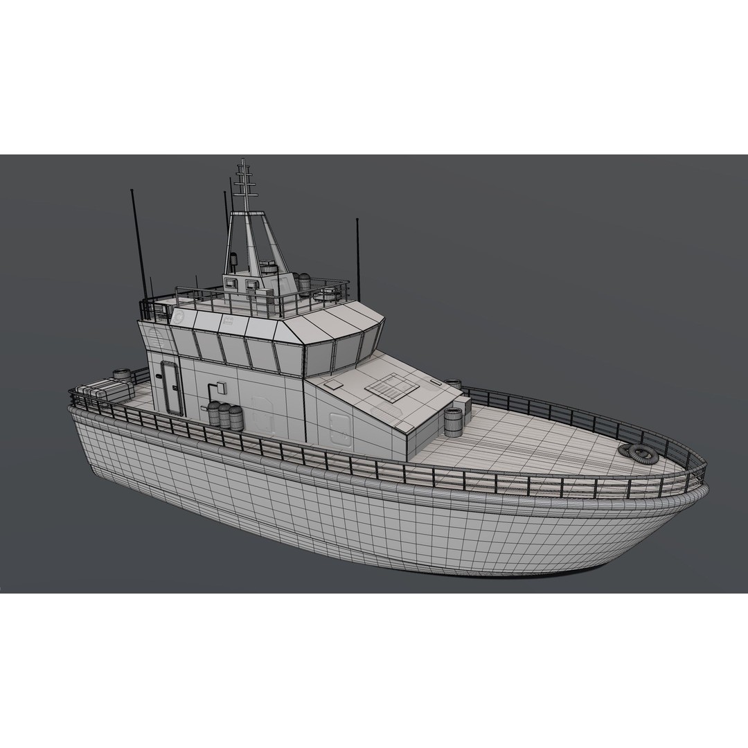 Mine Countermeasure Vessel 3D Model – Low Poly Military Watercraft, FBX - View 3