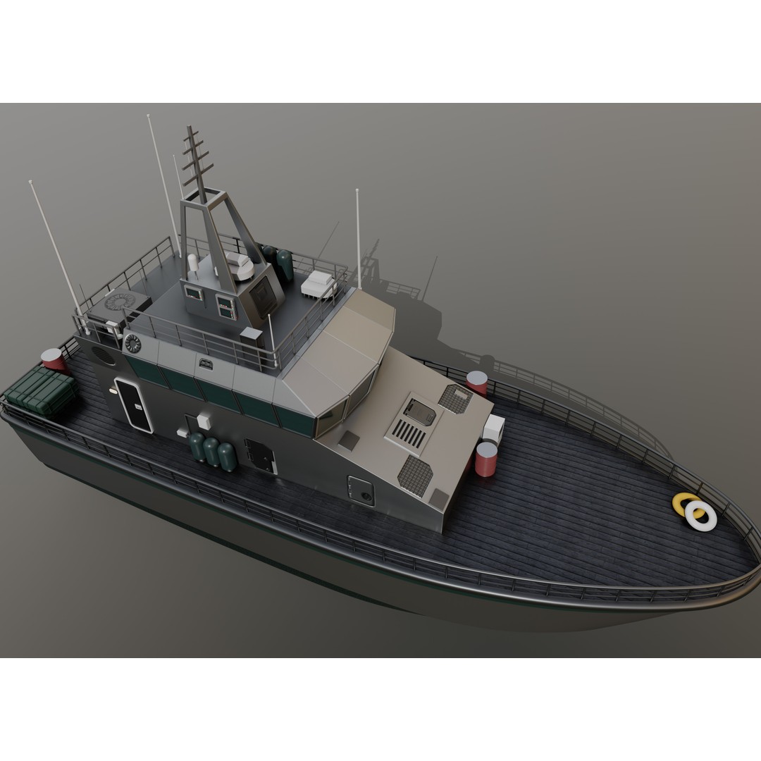 Mine Countermeasure Vessel 3D Model – Low Poly Military Watercraft, FBX - View 5