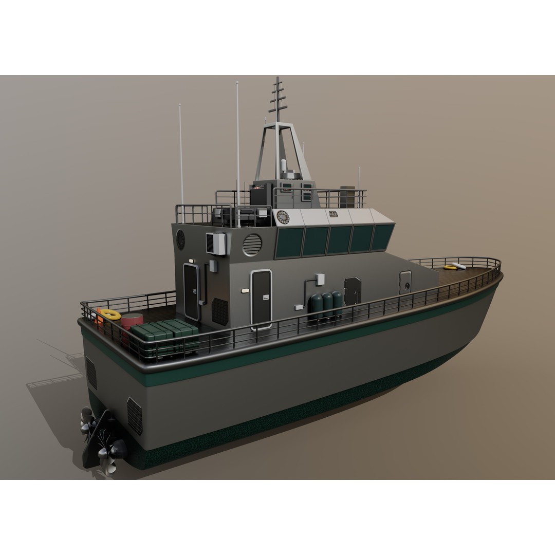 Mine Countermeasure Vessel 3D Model – Low Poly Military Watercraft, FBX - View 7