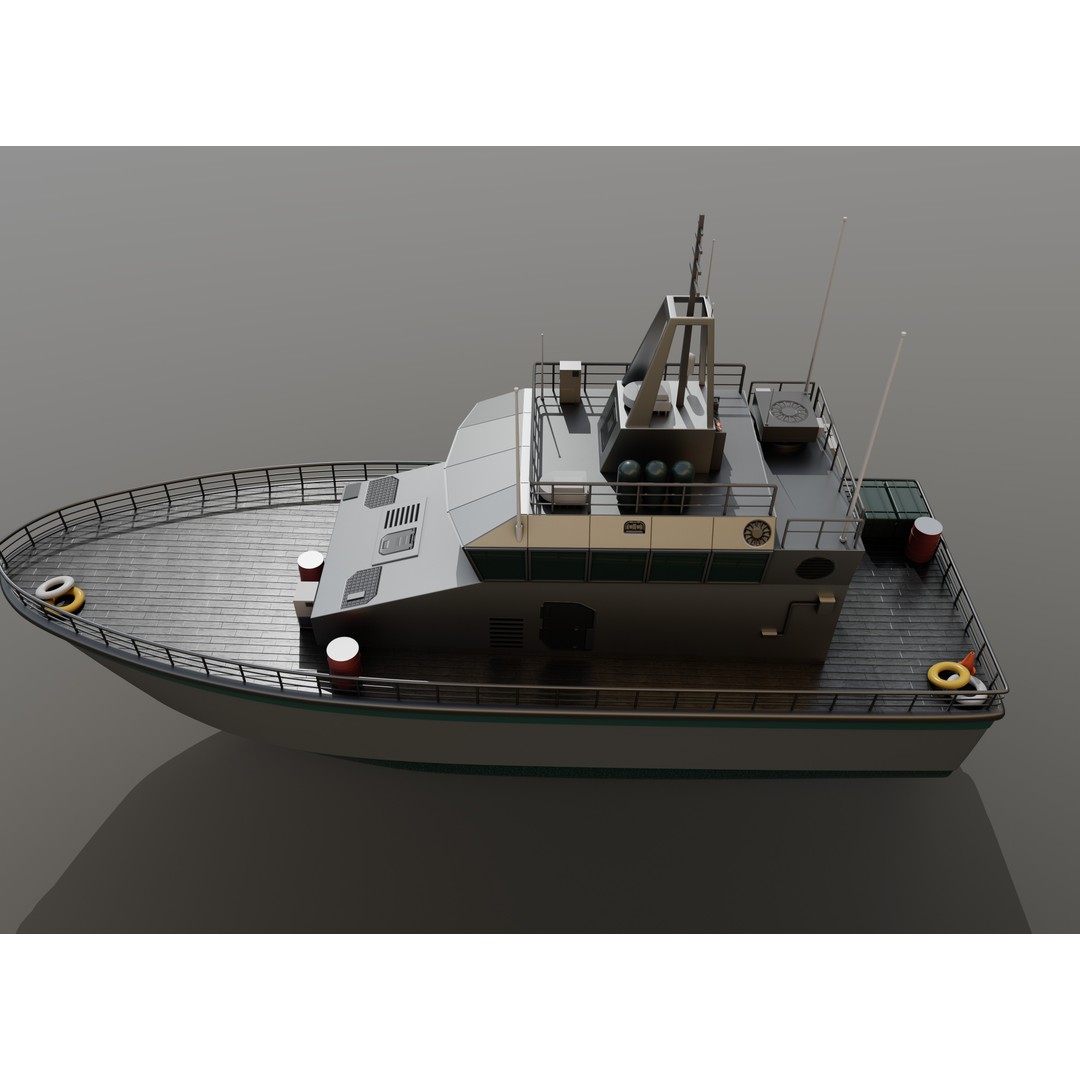 Mine Countermeasure Vessel 3D Model – Low Poly Military Watercraft, FBX - View 8