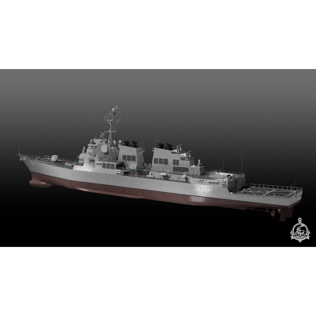 USS Winston S Churchill 3D Model – Arleigh Burke Flight IIA, PBR, FBX, OBJ - View 10