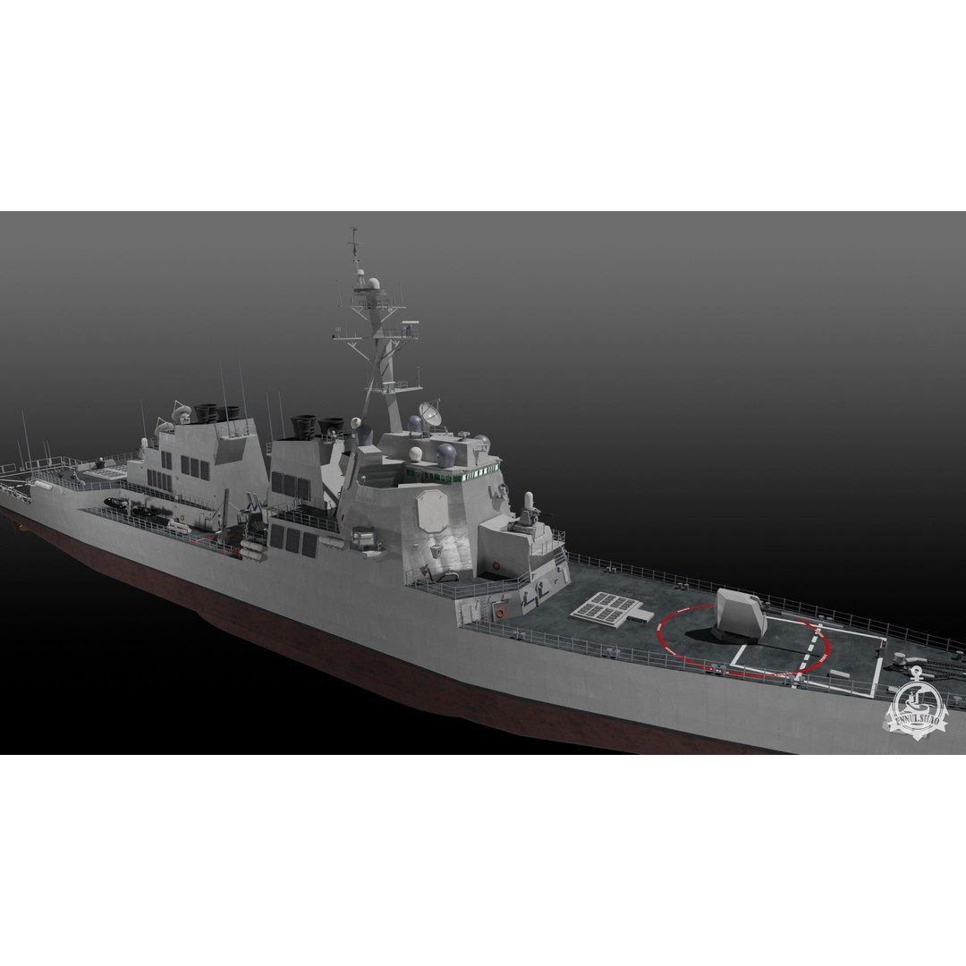 USS Winston S Churchill 3D Model – Arleigh Burke Flight IIA, PBR, FBX, OBJ - View 12