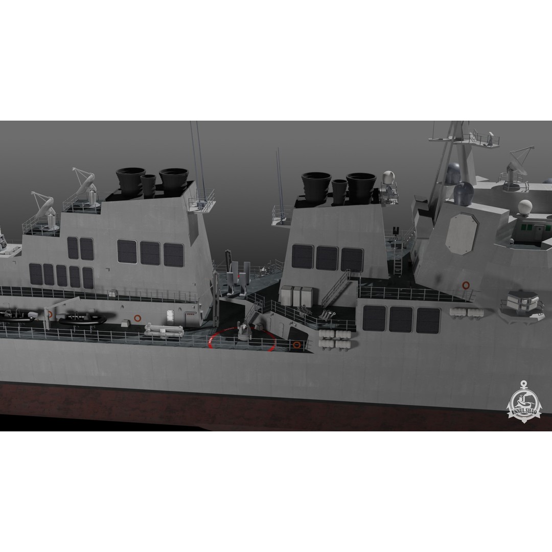 USS Winston S Churchill 3D Model – Arleigh Burke Flight IIA, PBR, FBX, OBJ - View 13
