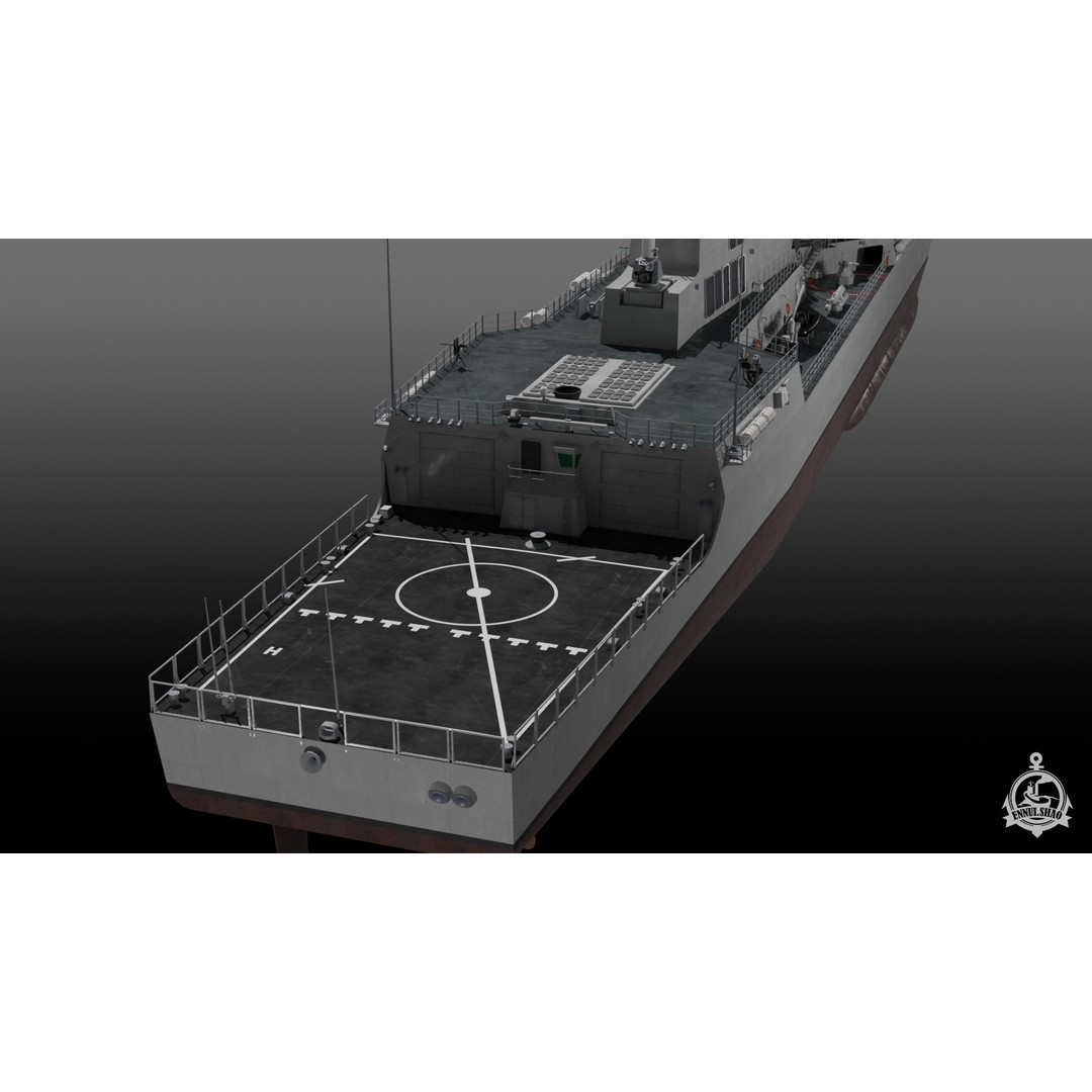 USS Winston S Churchill 3D Model – Arleigh Burke Flight IIA, PBR, FBX, OBJ - View 14