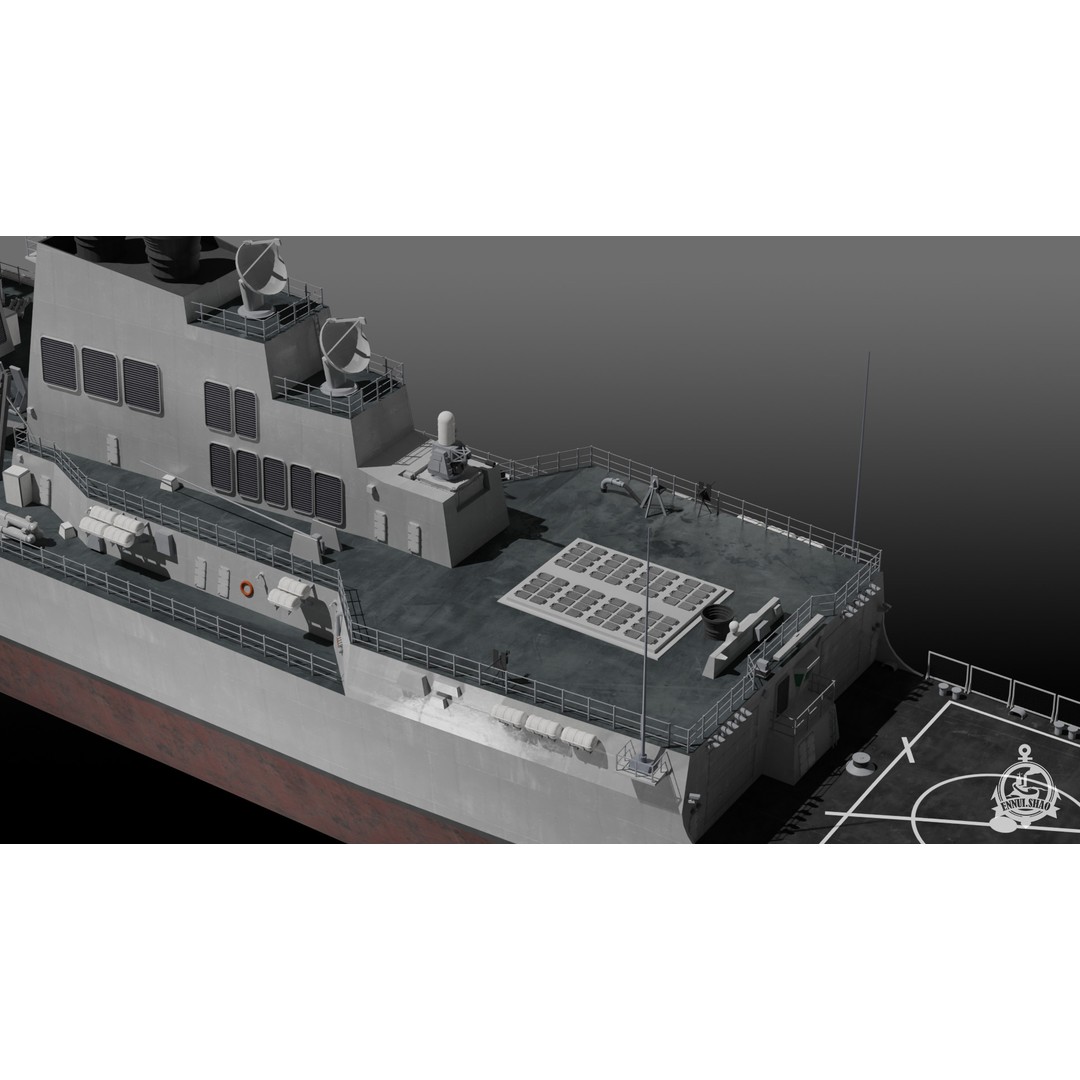 USS Winston S Churchill 3D Model – Arleigh Burke Flight IIA, PBR, FBX, OBJ - View 15