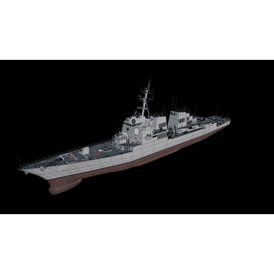 USS Winston S Churchill 3D Model – Arleigh Burke Flight IIA, PBR, FBX, OBJ - View 17