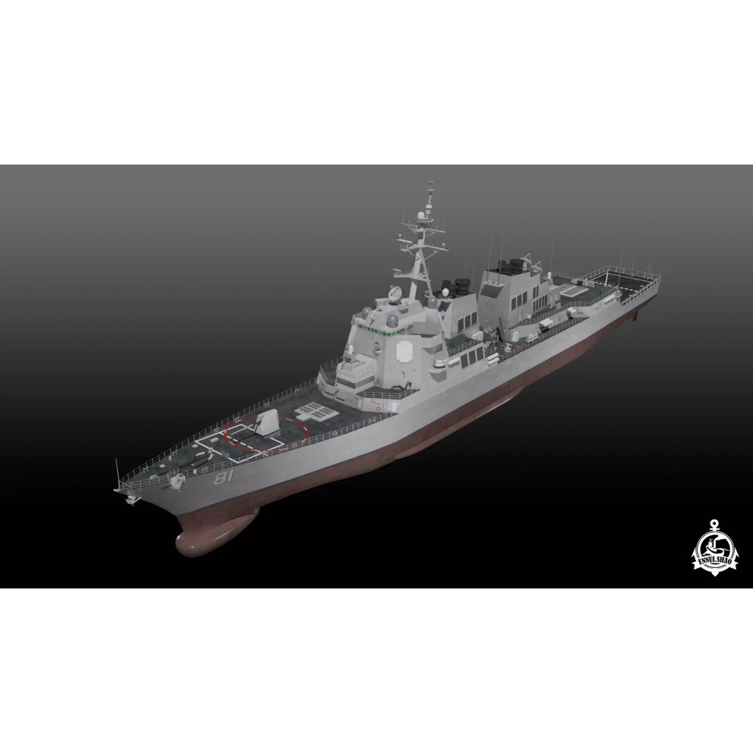 USS Winston S Churchill 3D Model – Arleigh Burke Flight IIA, PBR, FBX, OBJ - View 2