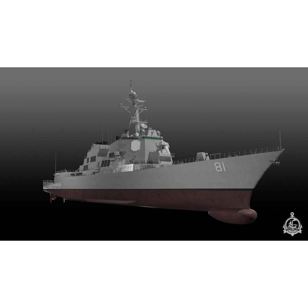 USS Winston S Churchill 3D Model – Arleigh Burke Flight IIA, PBR, FBX, OBJ - View 5