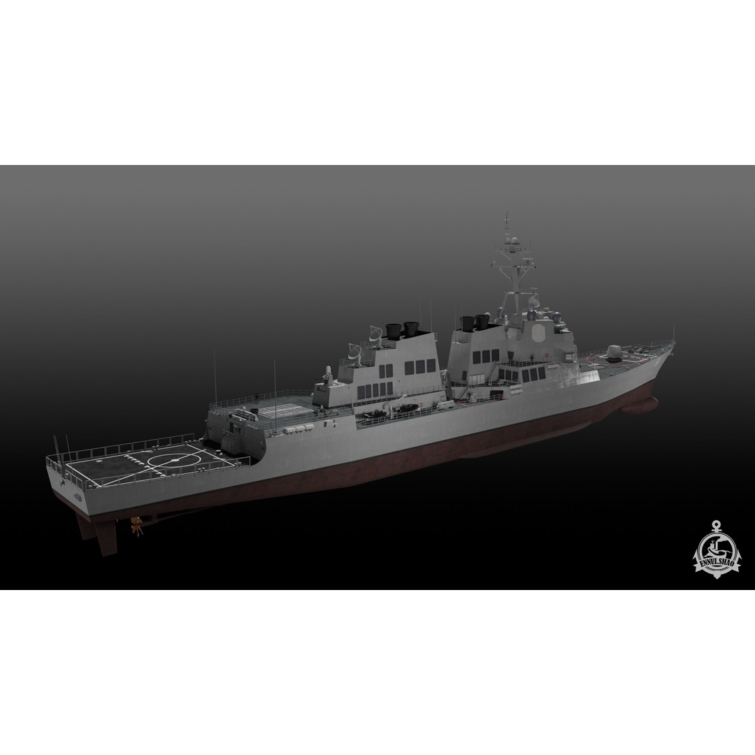 USS Winston S Churchill 3D Model – Arleigh Burke Flight IIA, PBR, FBX, OBJ - View 7