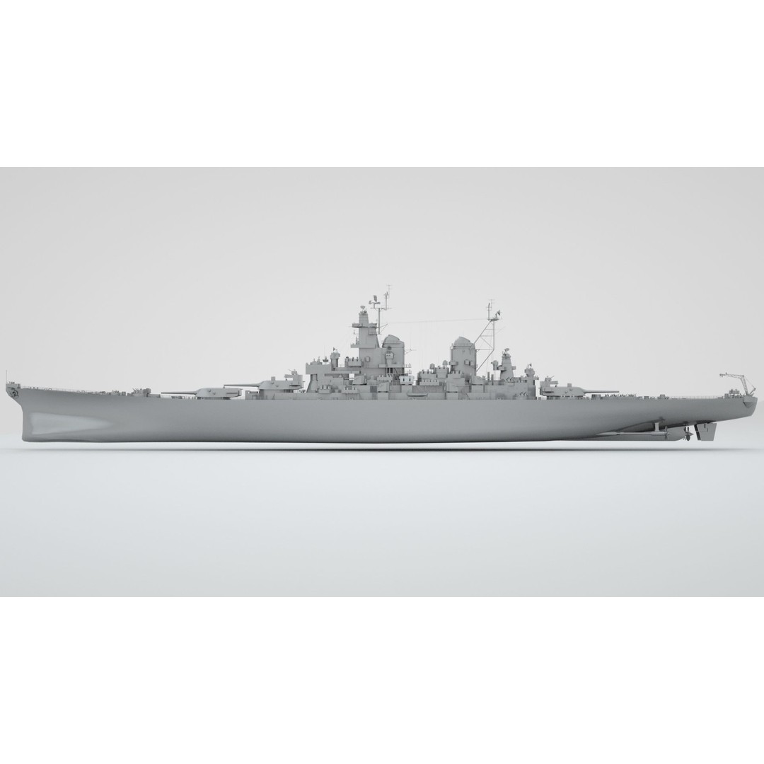 Iowa Class Battleship Missouri 3D Model – Rigged Military Vessel, FBX - View 10