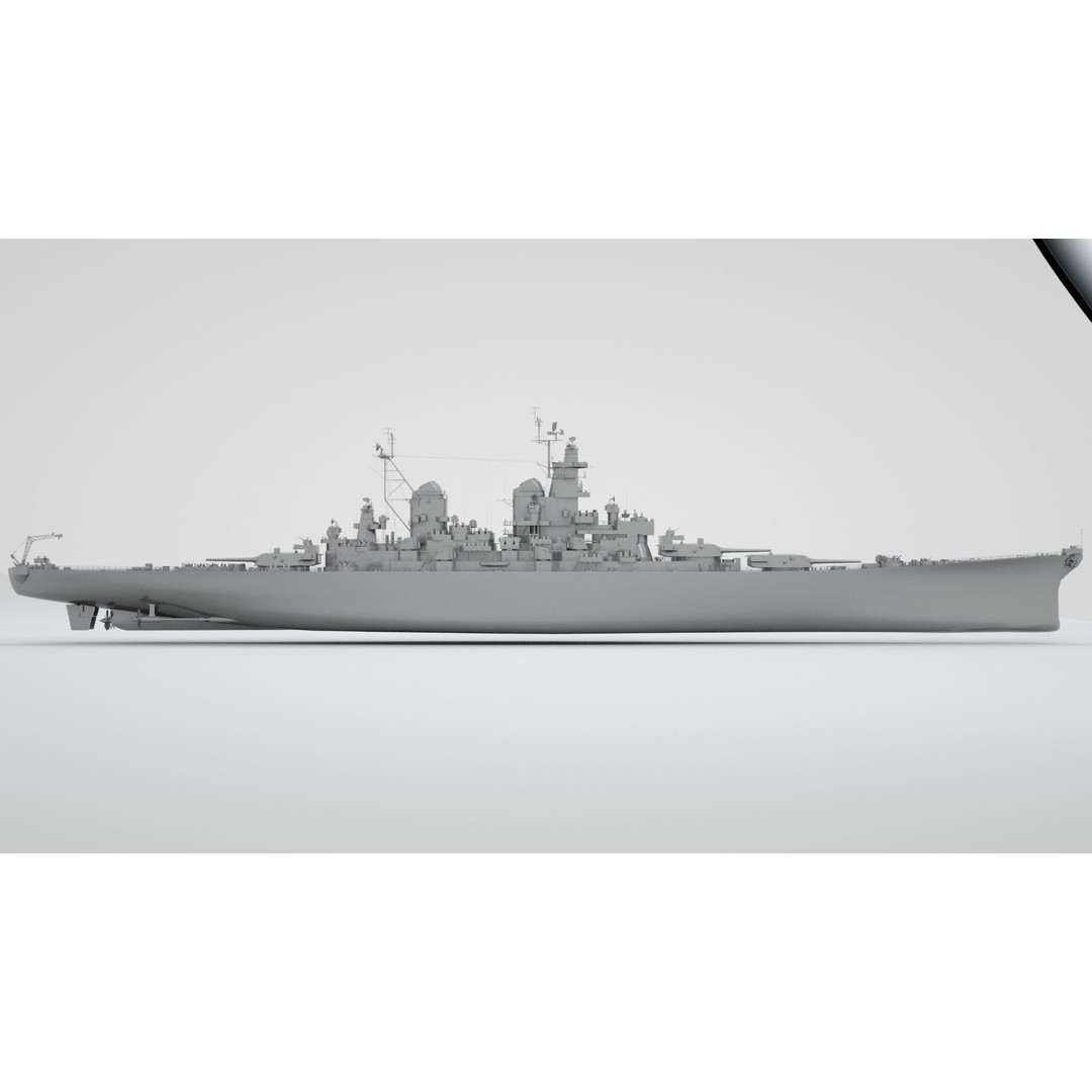 Iowa Class Battleship Missouri 3D Model – Rigged Military Vessel, FBX - View 11