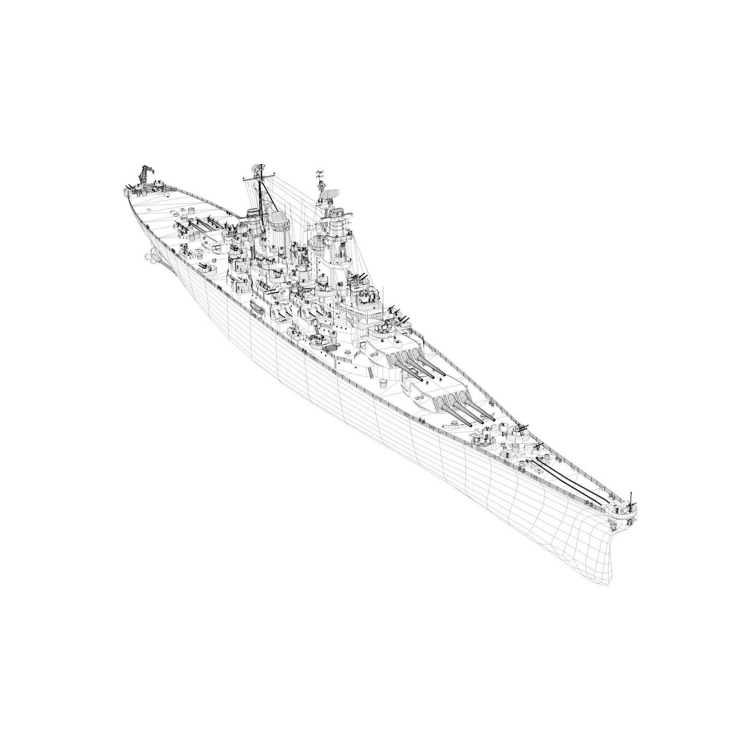 Iowa Class Battleship Missouri 3D Model – Rigged Military Vessel, FBX - View 14